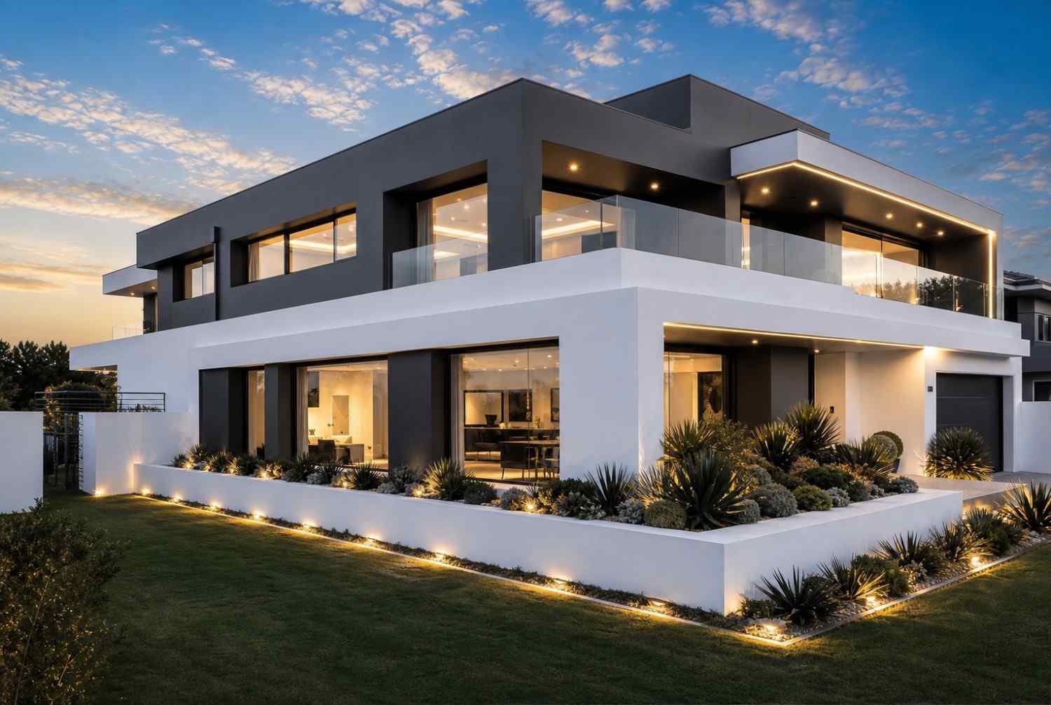 Left Side Elevation of 5 Bedroom 2 Story Ultra Modern House Plan with 3 Living Areas