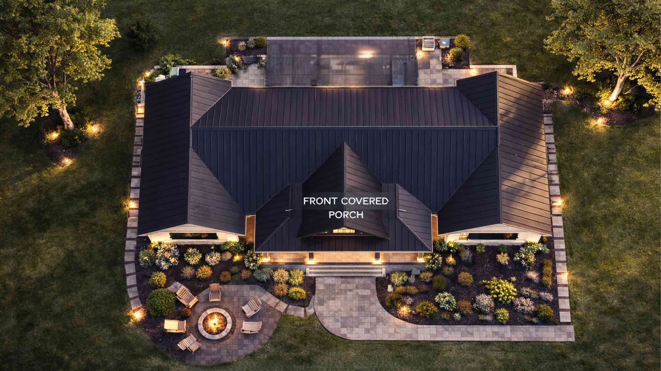 Top Elevation of 4 BHK Modern Farmhouse