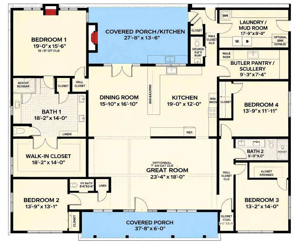 Reverse-Engineered Plan of 4 BHK Modern Farmhouse