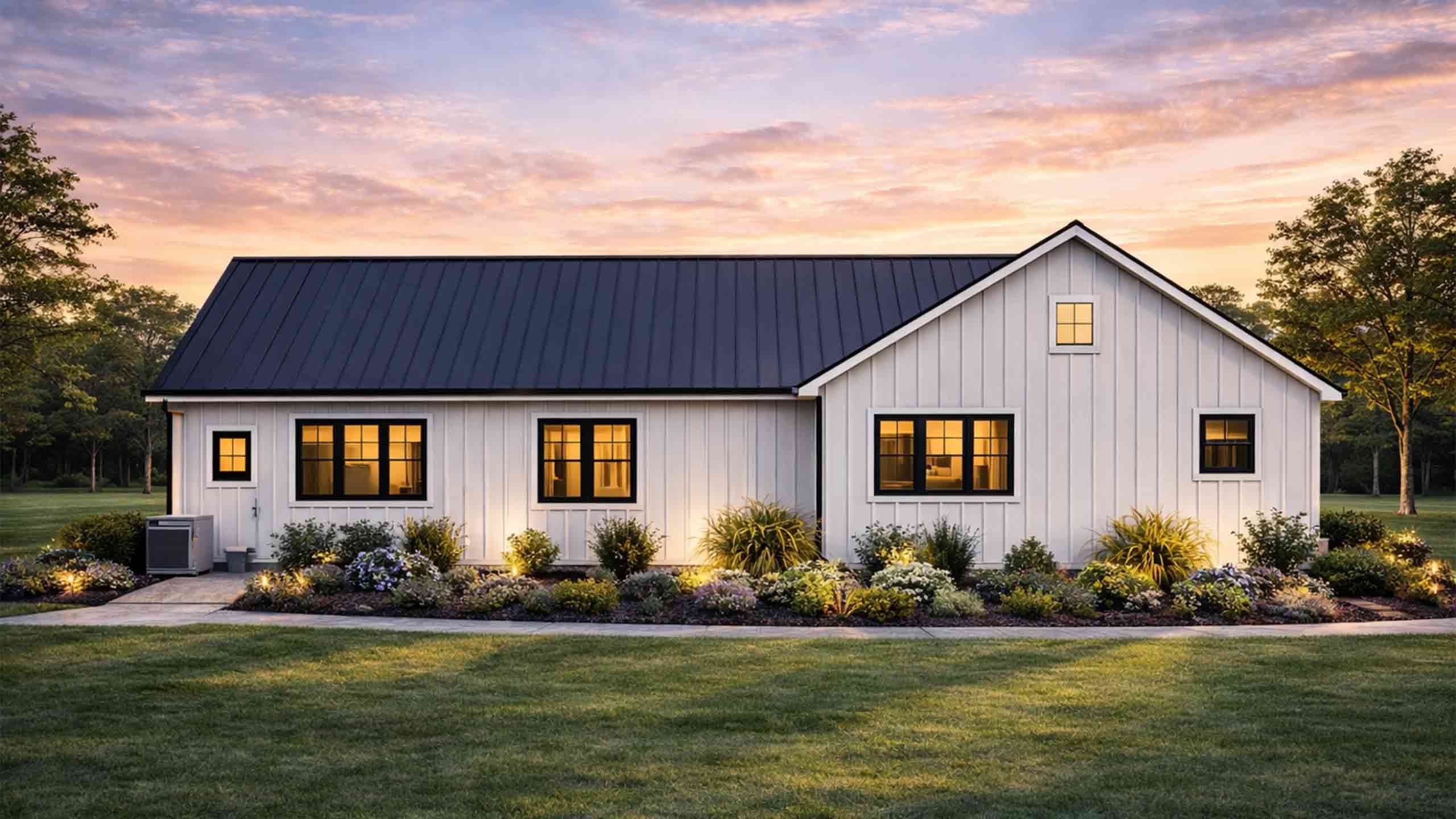 Left Elevation of 4 BHK Modern Farmhouse