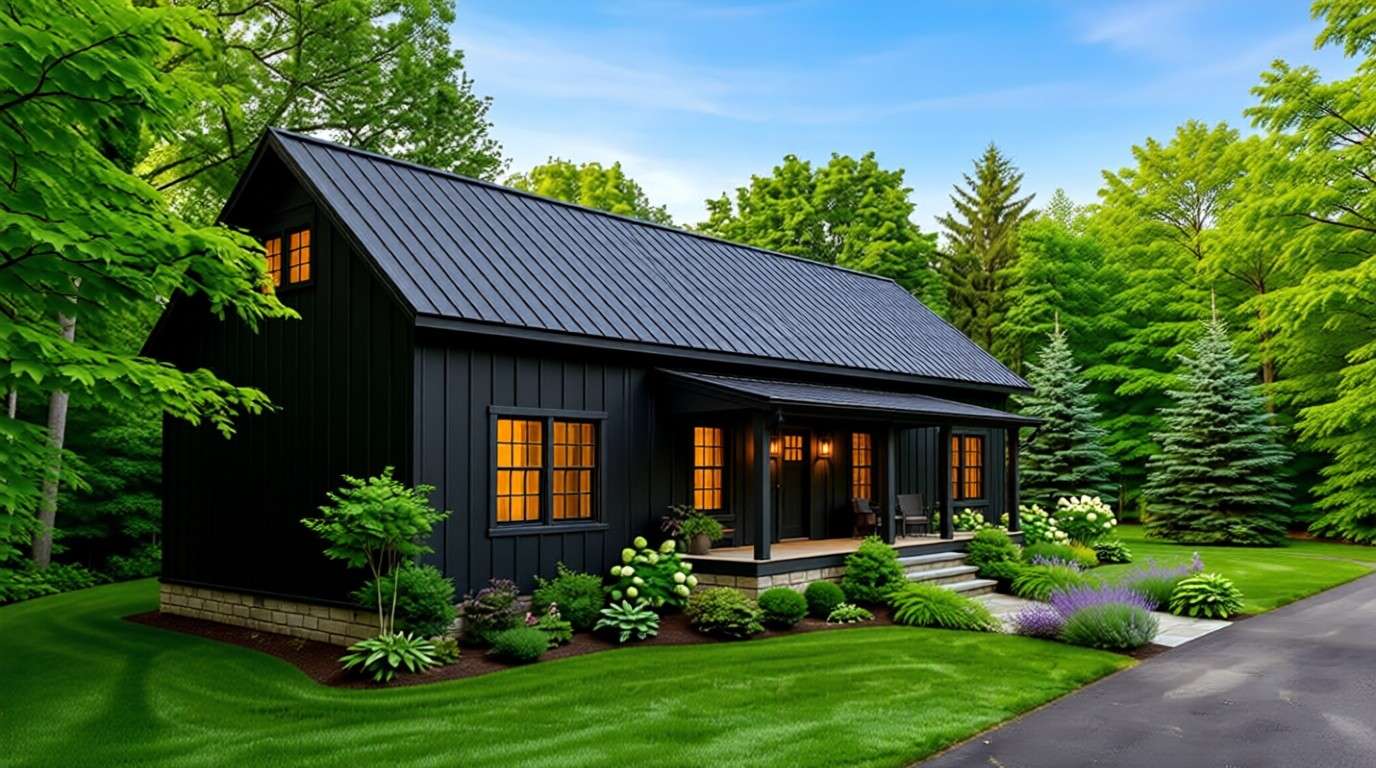 Left elevation of 4 BHK Modern Farmhouse