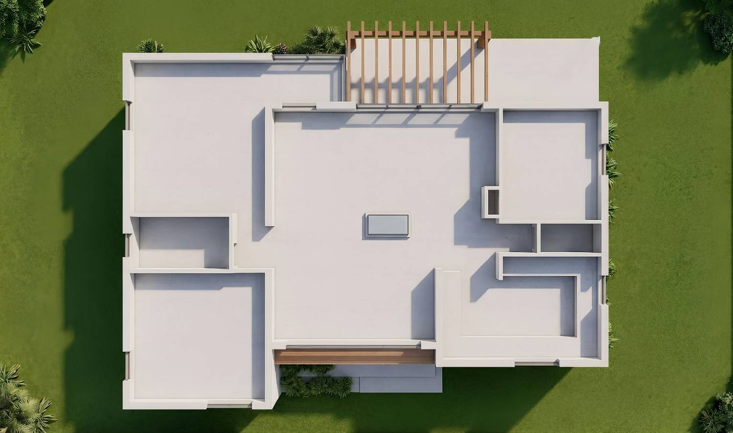 Top Elevation of Modern Flat Roof House