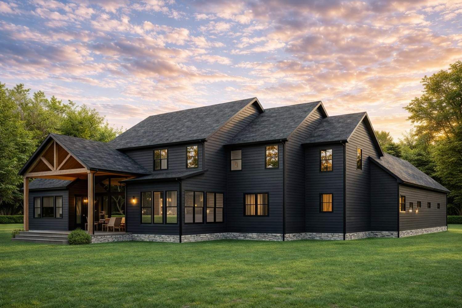 Rear Elevation- Modern Farmhouse 5 BHK