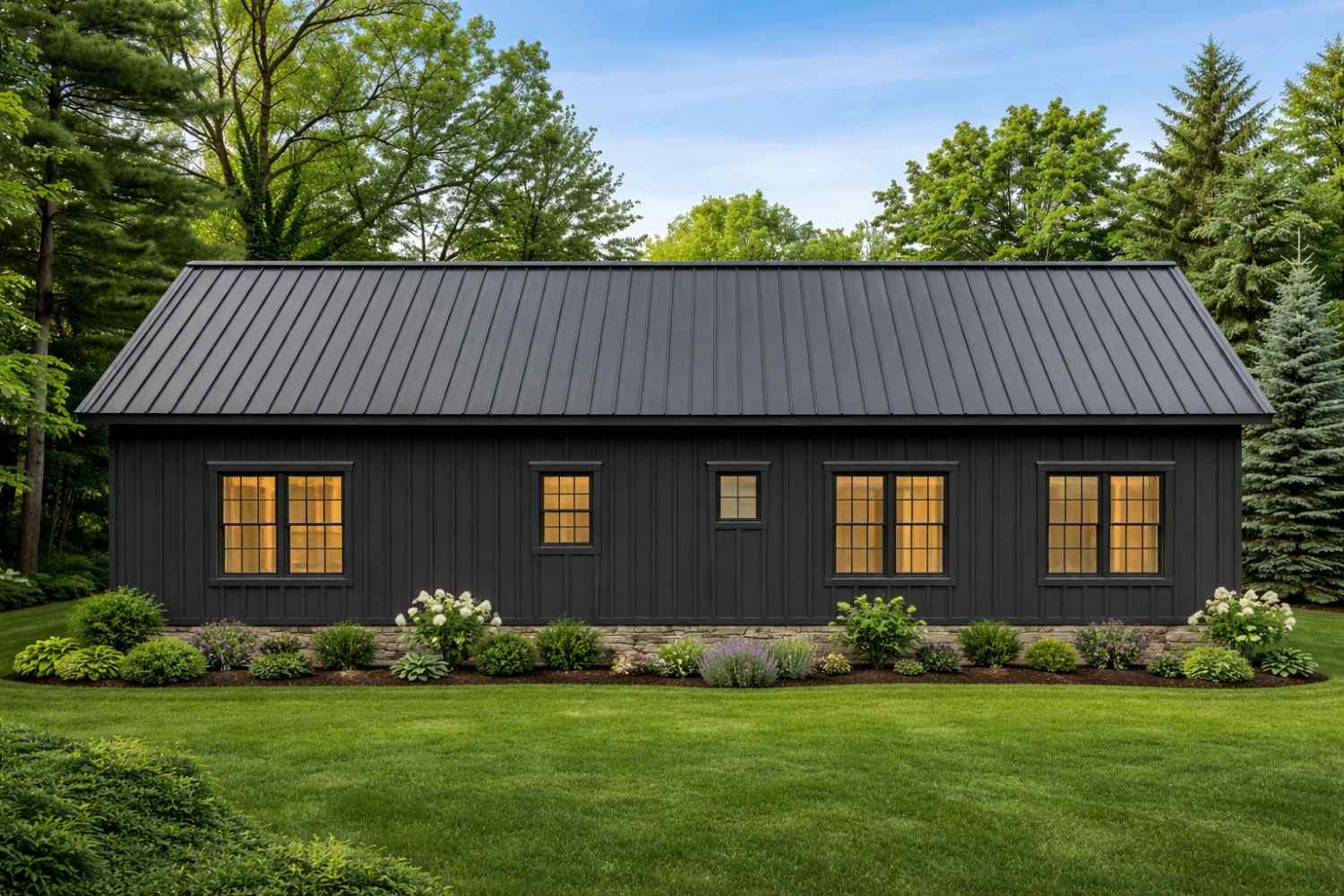 Rear elevation of 4 BHK Modern Farmhouse