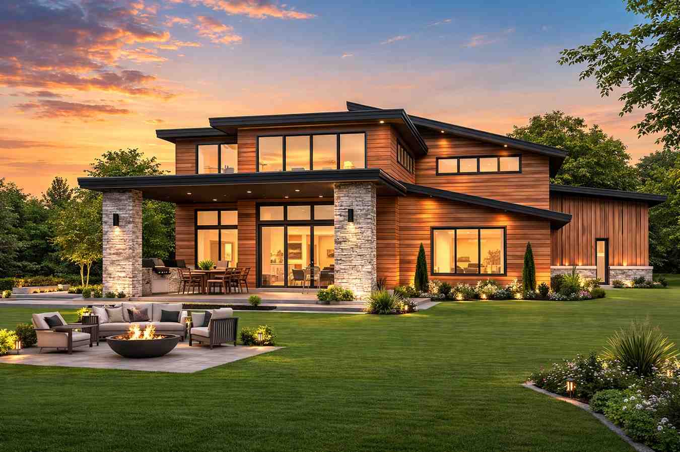 Rear Elevation of 4 BHK Contemporary Home