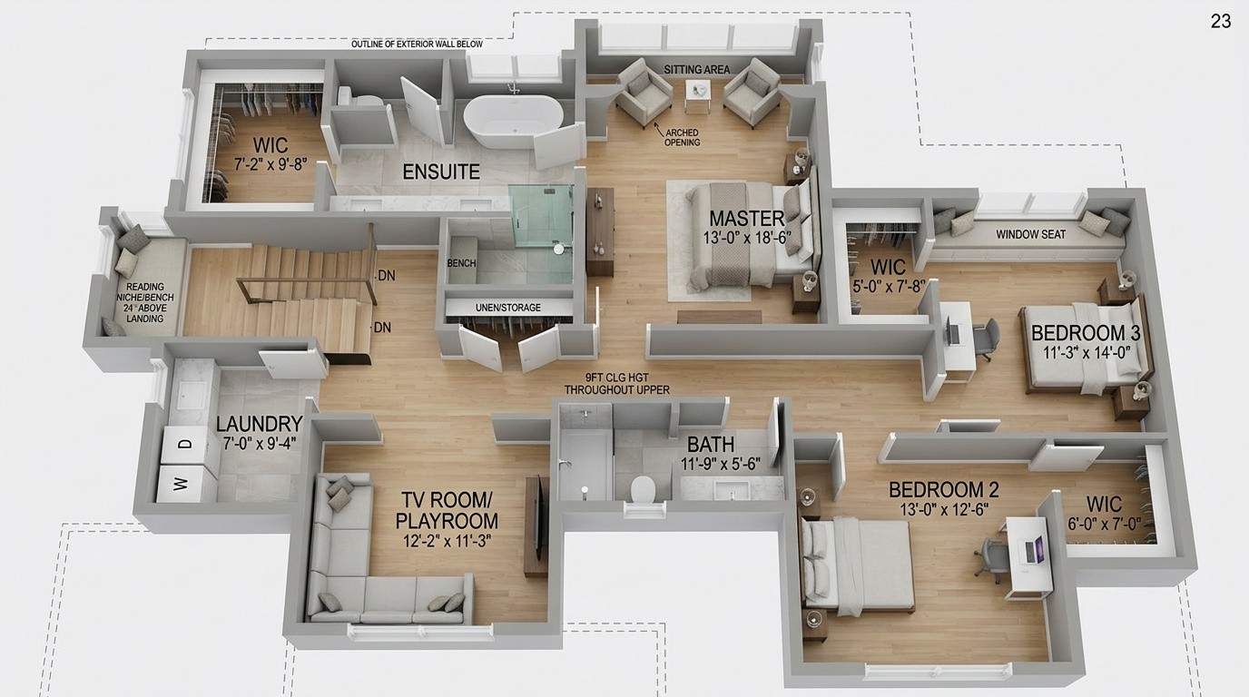 Blueprint of Second Floor (Upper Level)