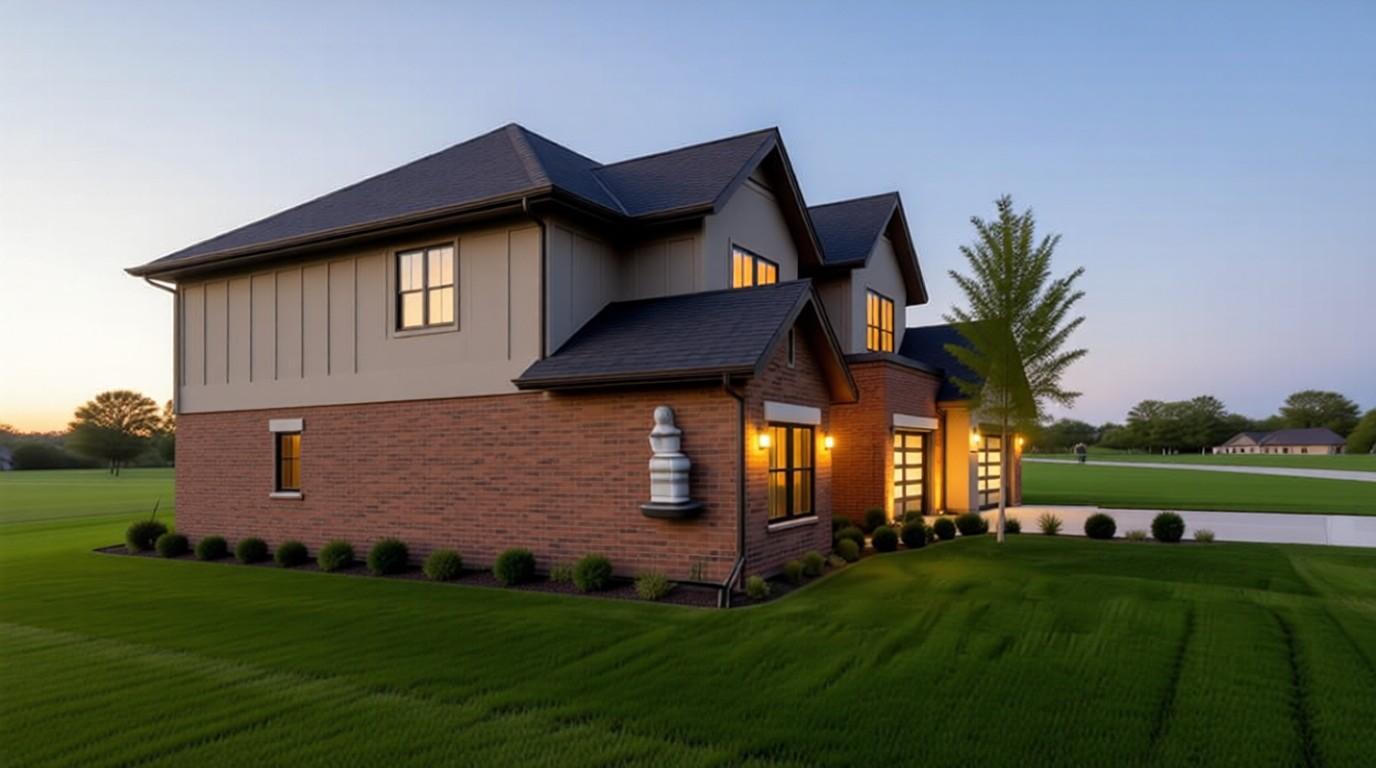 Left Elevation of Modern Farmhouse 4 BHK