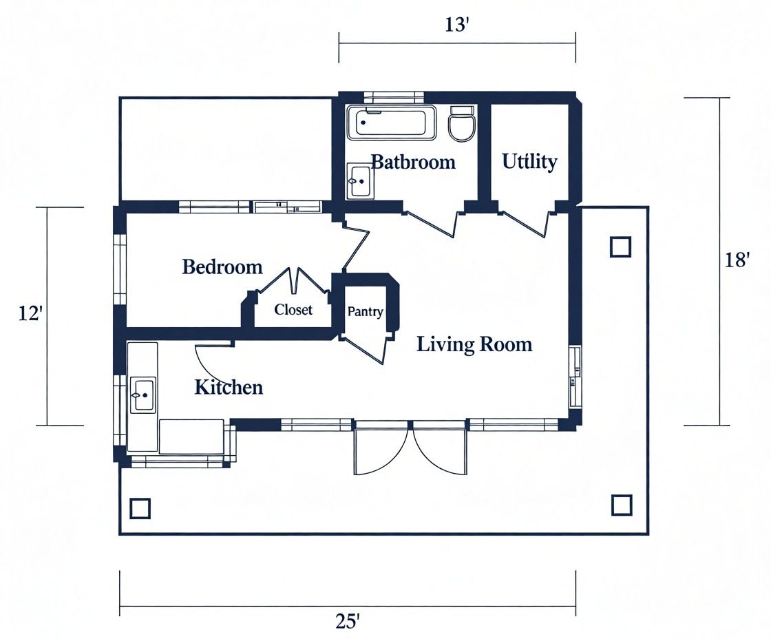 Blueprint of the 1 BHK Cottage