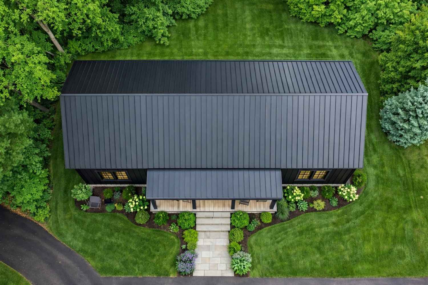 Top elevation of 4 BHK Modern Farmhouse