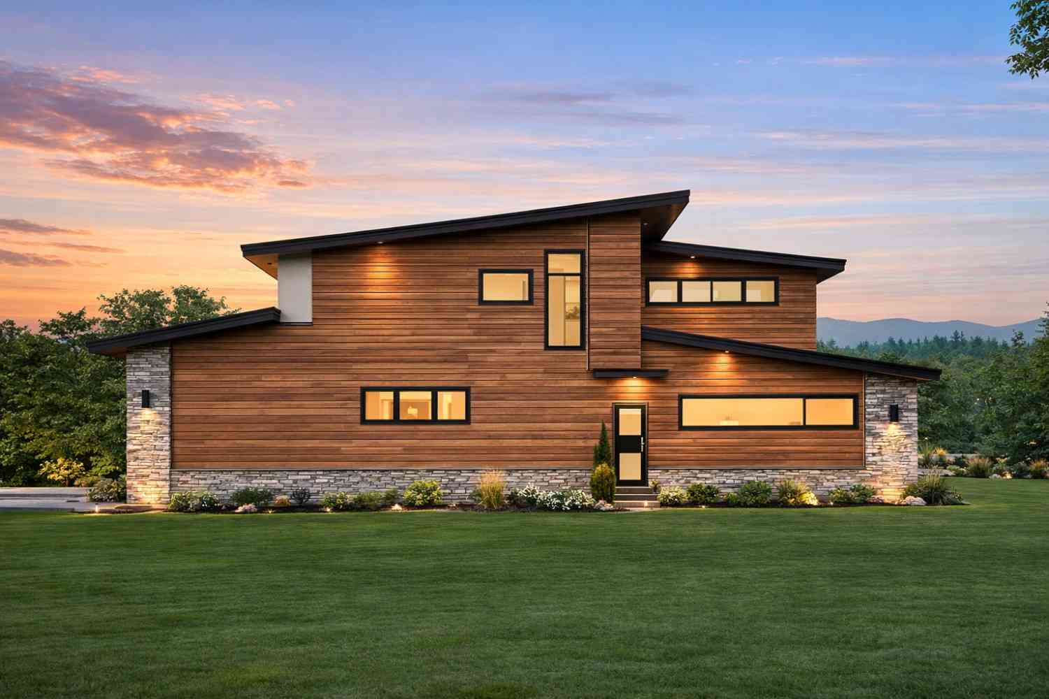 Right Elevation of the 4 BHK Contemporary Home