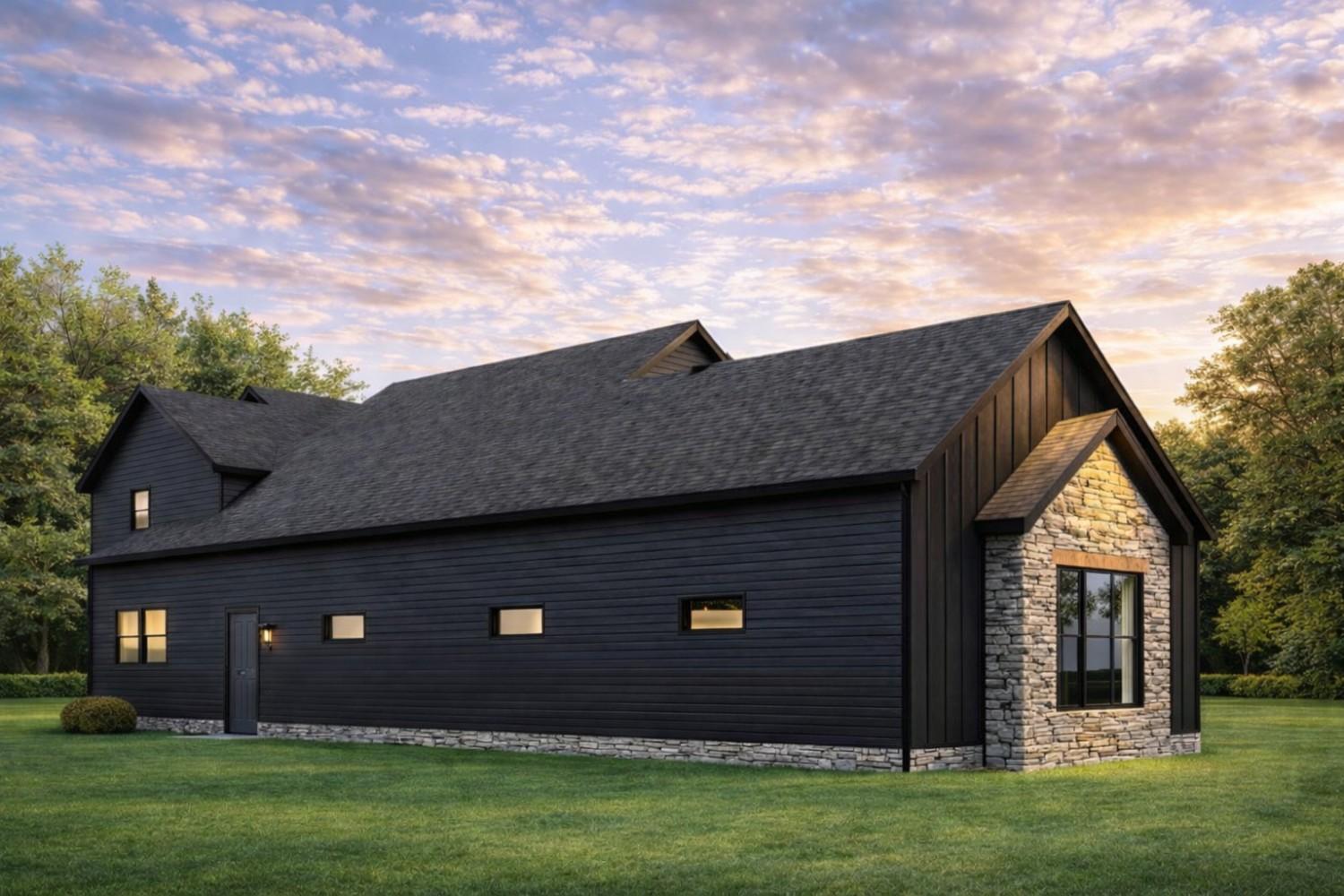 Left Back Face Elevation- Modern Farmhouse 5 BHK
