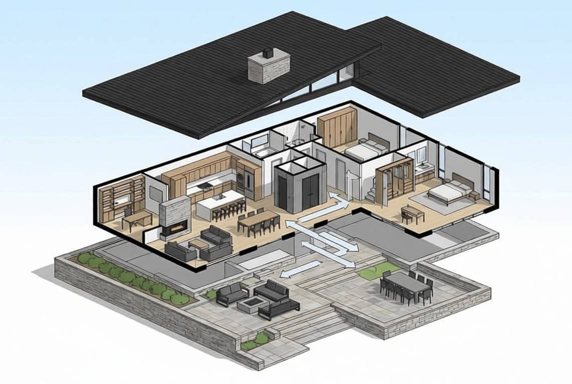 Exploded Axonometric View of the House