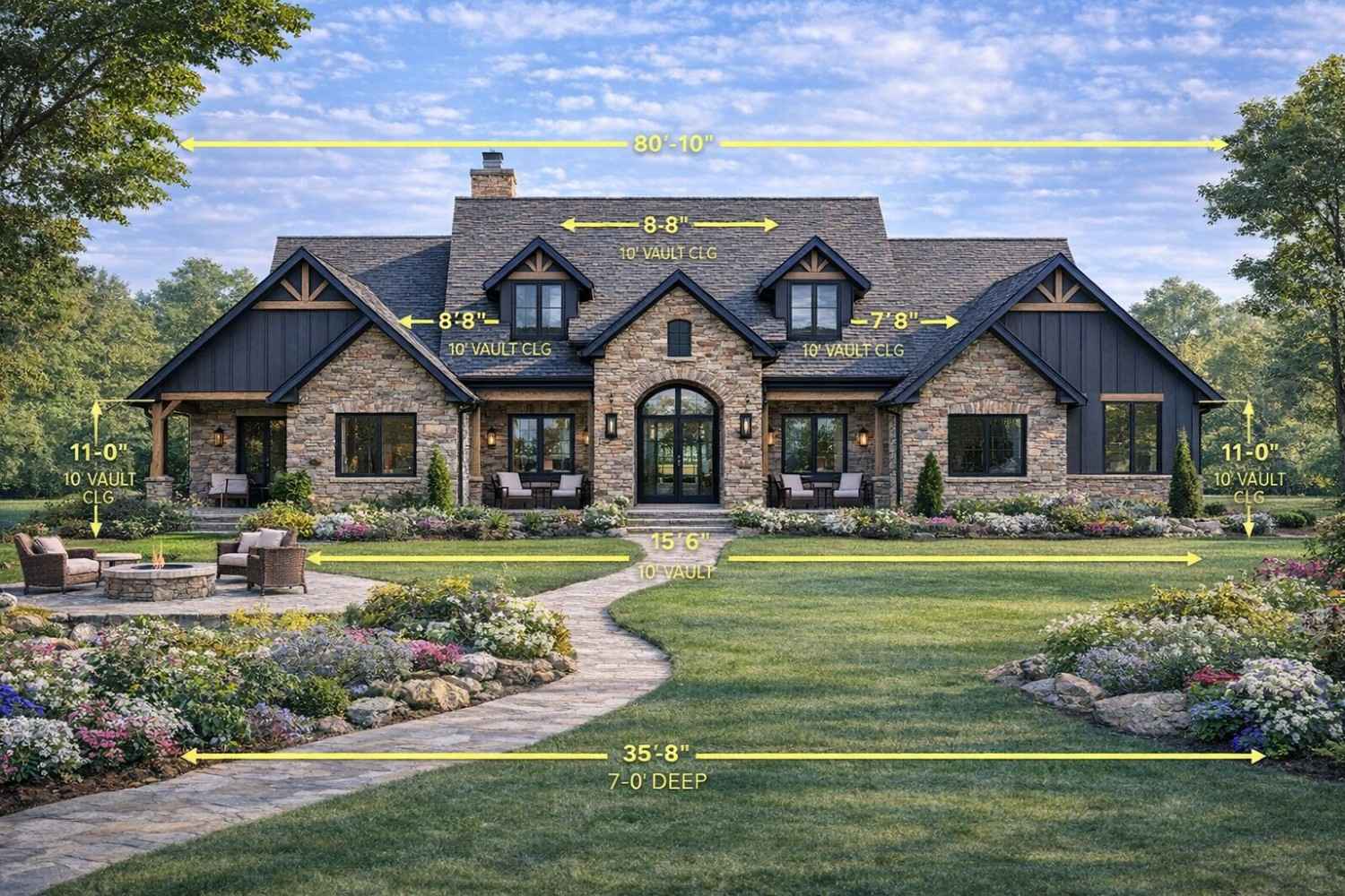 4 BHK Modern Farmhouse Floor Plan