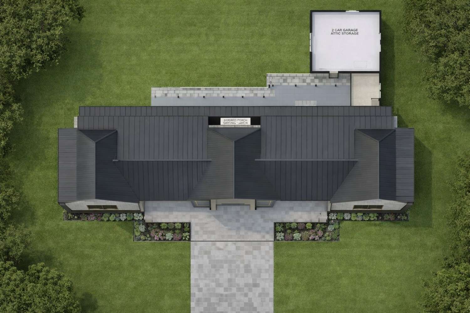 Top Elevation of 4 BHK Modern Farmhouse