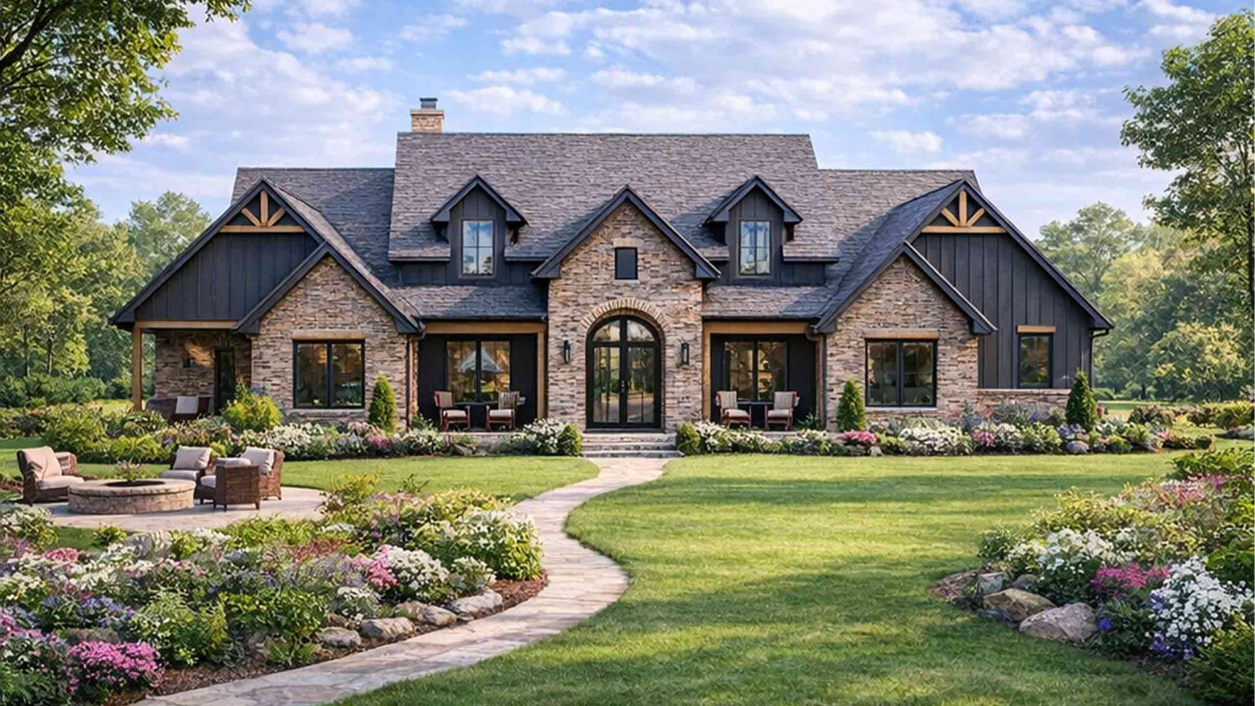 4 BHK Modern Farmhouse Floor Plan