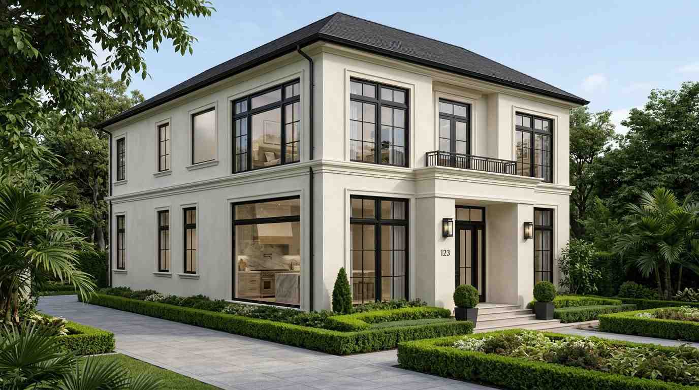 Left Elevation of 5-BHK Modern Mansion House