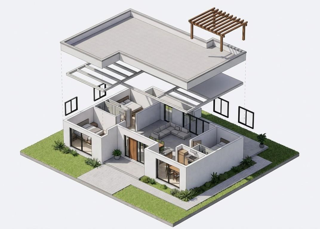 Exploded Axonometric View of the House