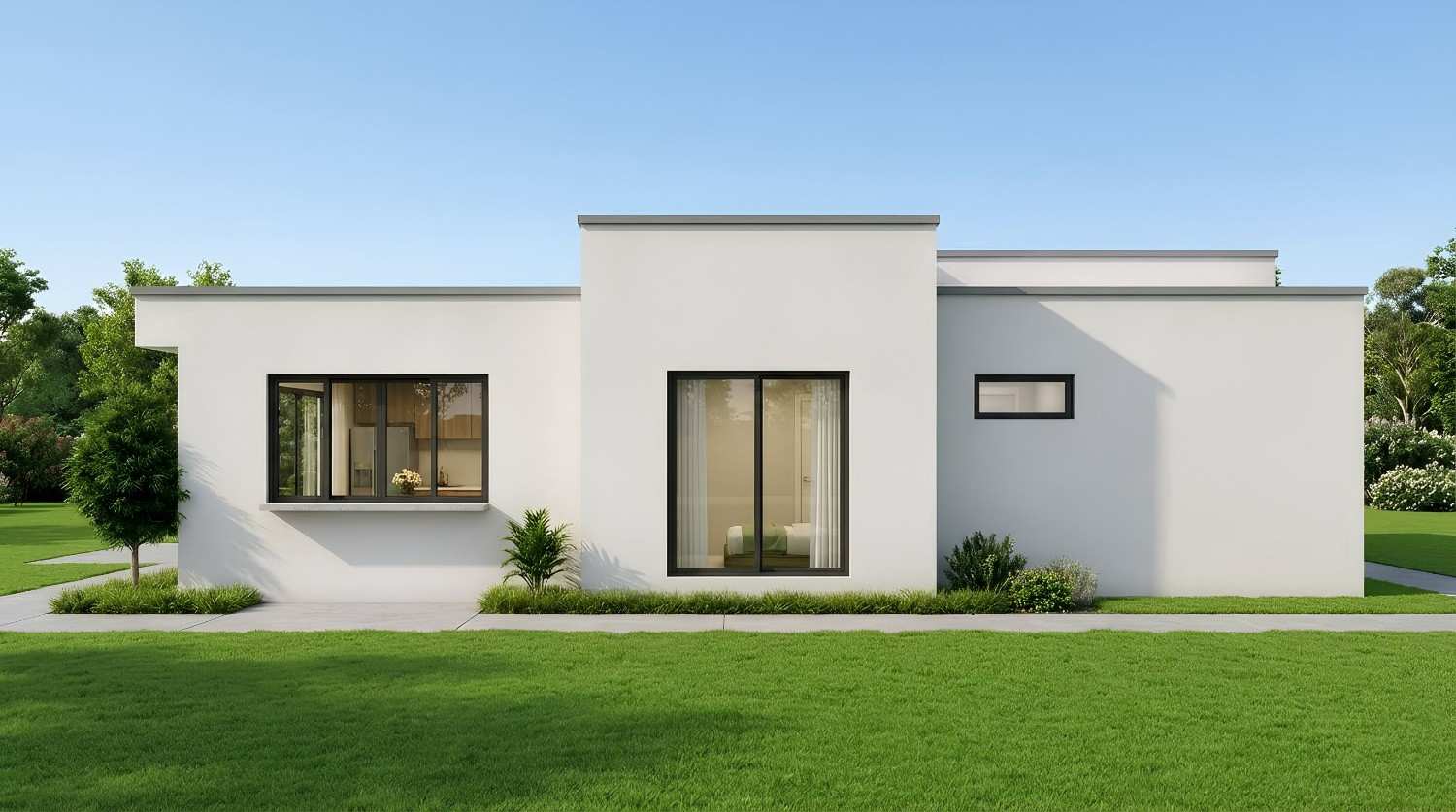 Right Elevation of Modern Flat Roof House