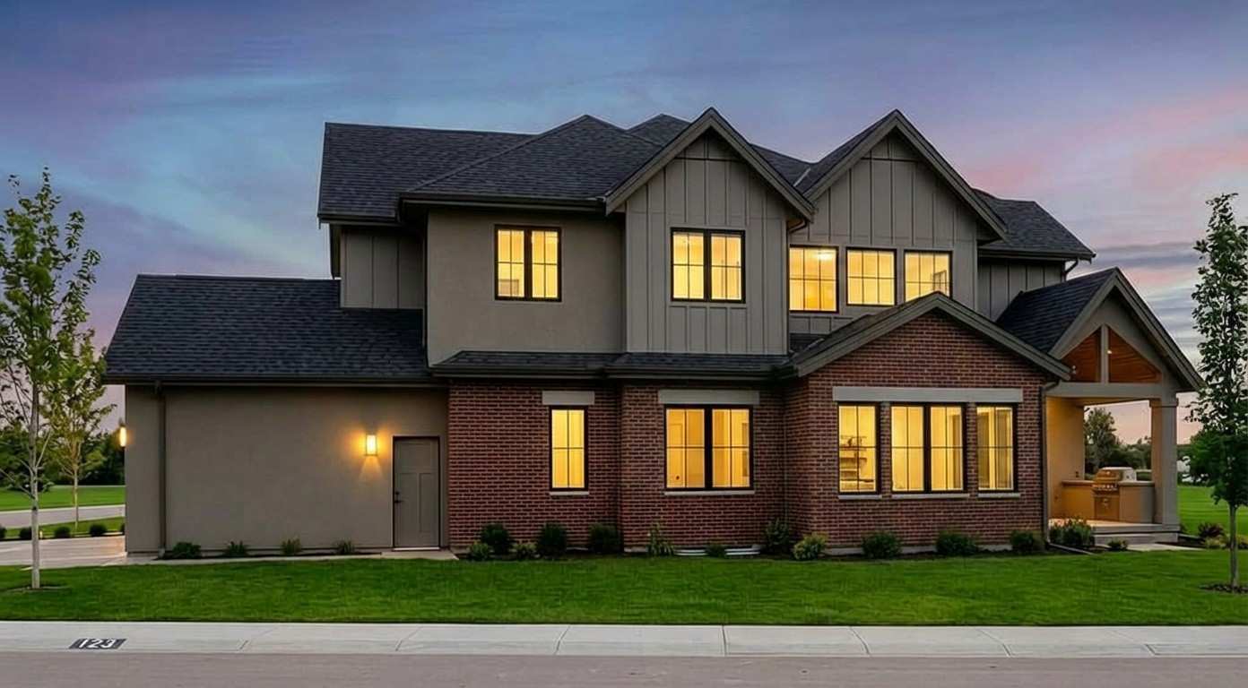 Right Elevation of Modern Farmhouse 4 BHK