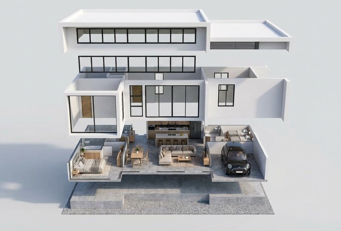 Exploded Axonometric view of the Container House