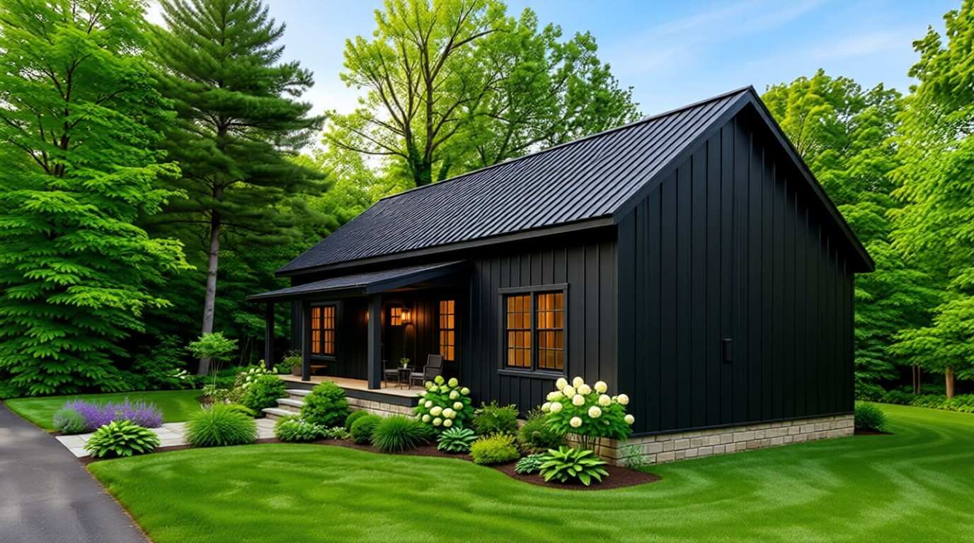 Right elevation of 4 BHK Modern Farmhouse