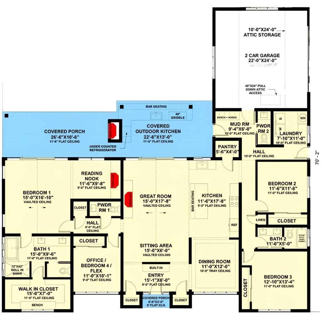 Reverse-Engineered Blueprint of the 4 BHK Modern Farmhouse