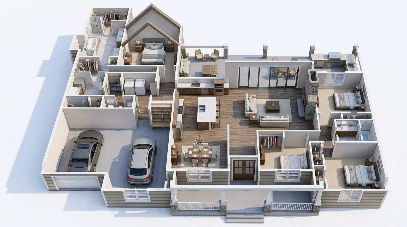 Ground Floor Plan Roof Removed view