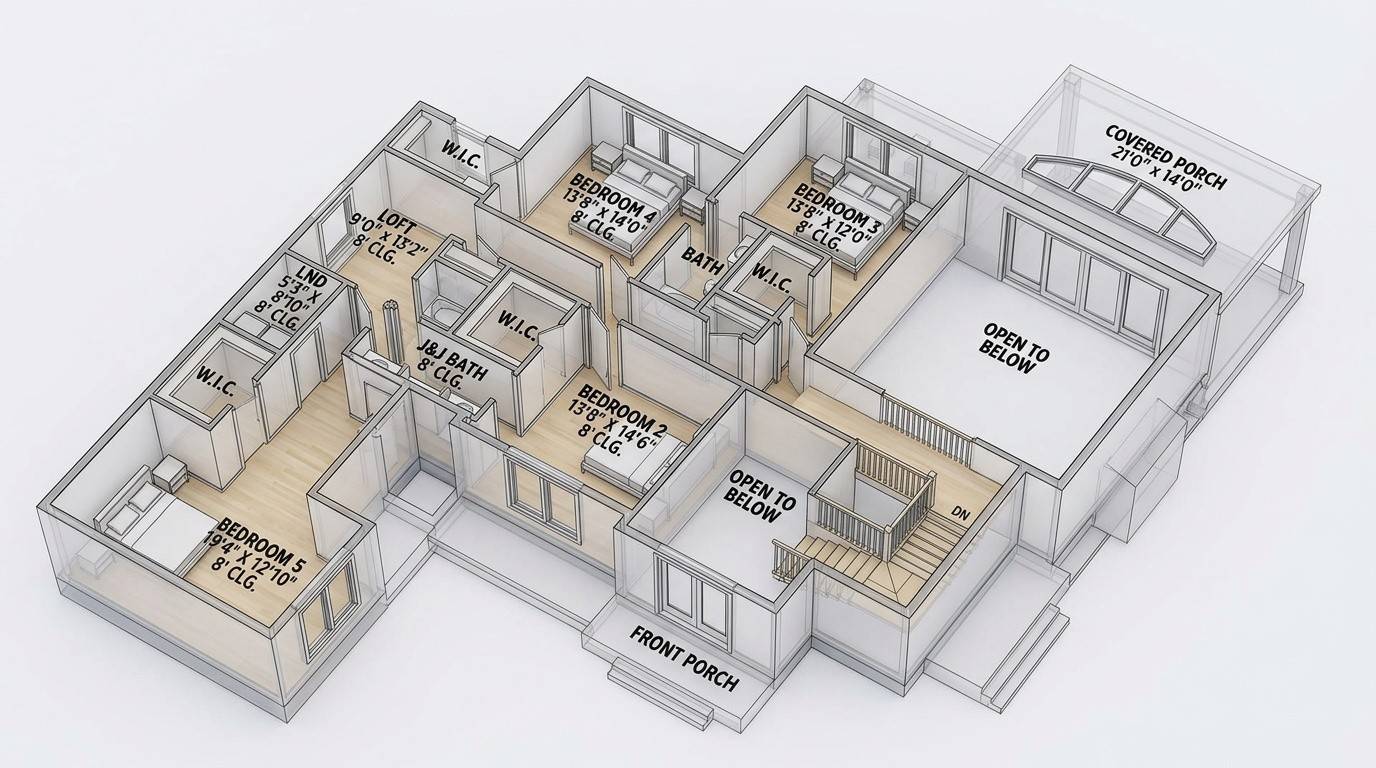 3D View of Top Floor Plan