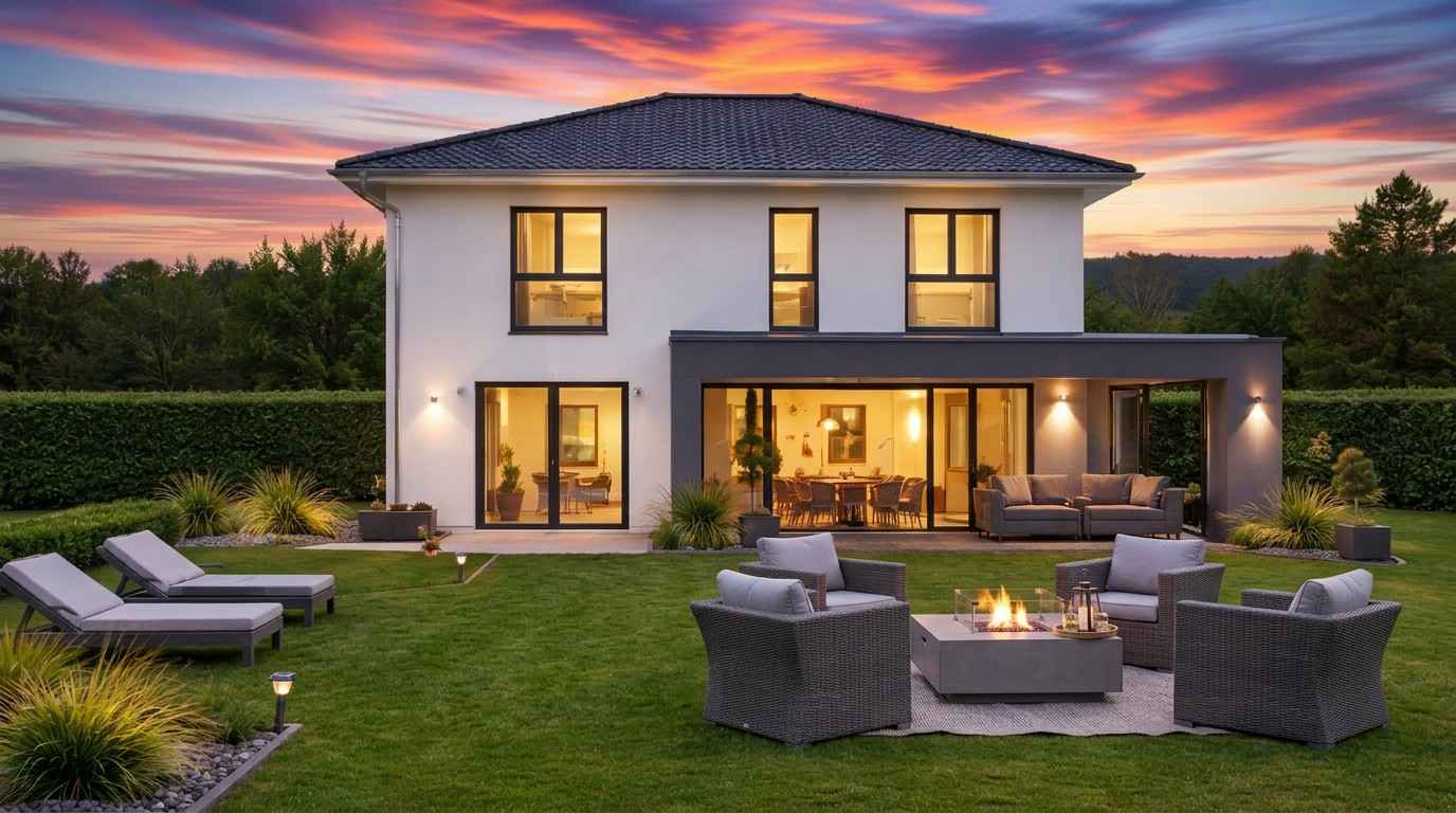 Back Elevation of 4 BHK Contemporary Home