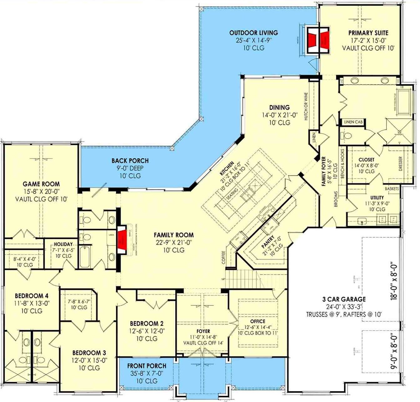 Reverse-Engineered Plan of 4 BHK Modern Ranch Farmhouse