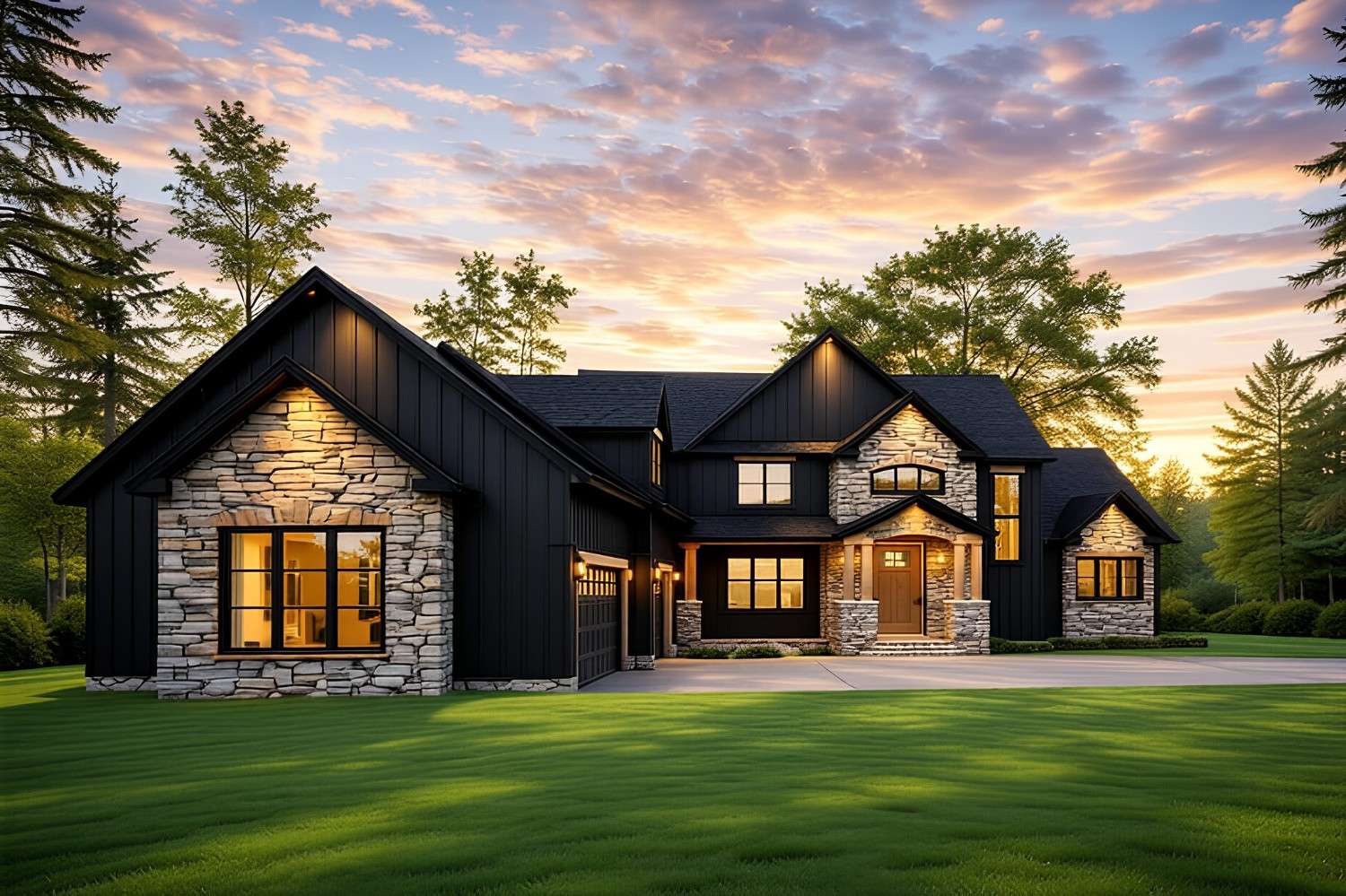 Left Elevation- Modern Farmhouse 5 BHK