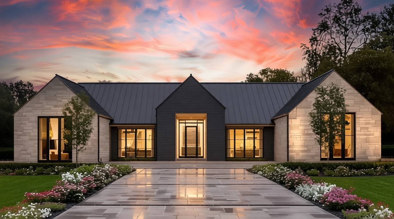 Front Elevation of 4 BHK Modern Farmhouse