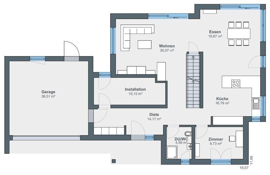 Blueprint of the Ground Floor 4 BHK Contemporary Home