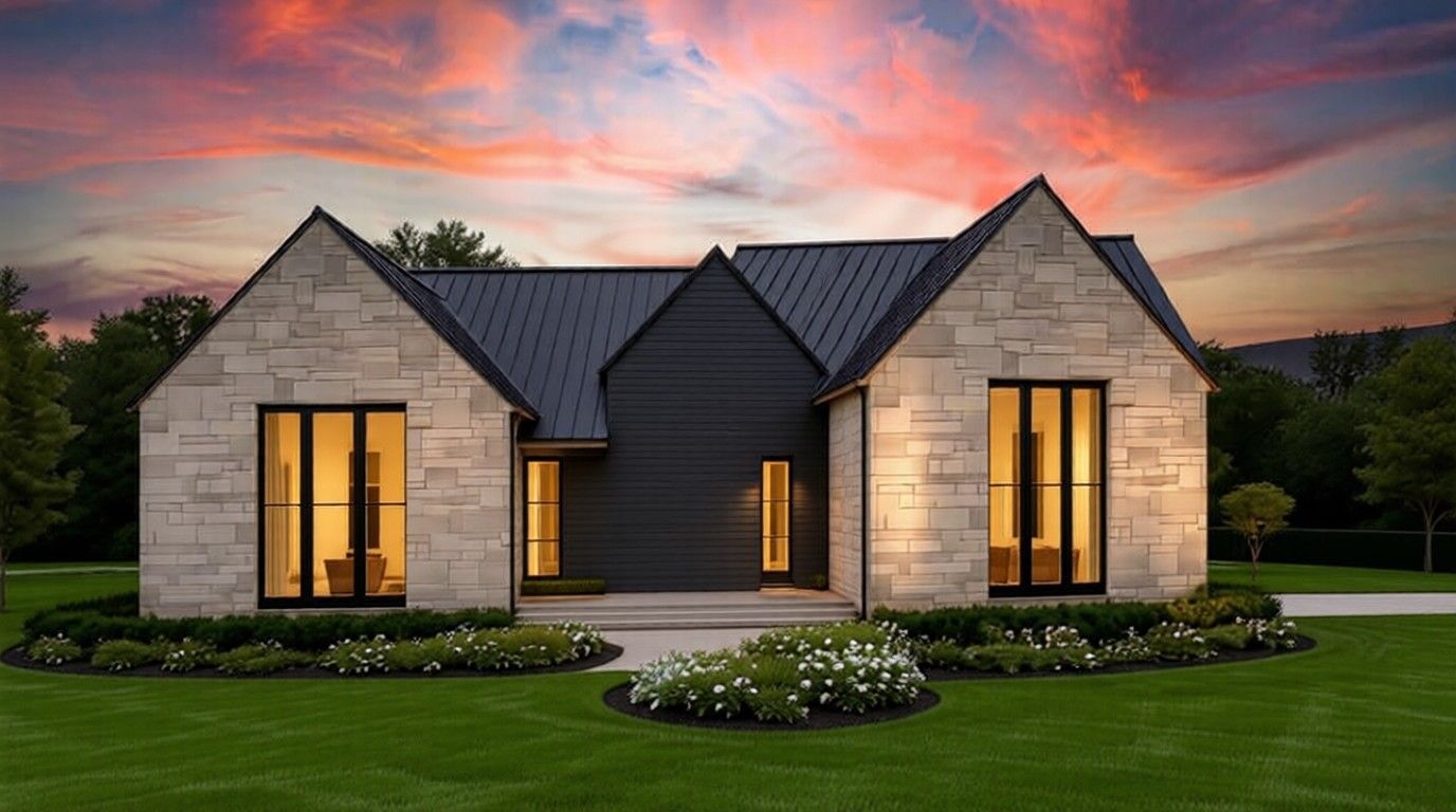 Left Elevation of 4 BHK Modern Farmhouse