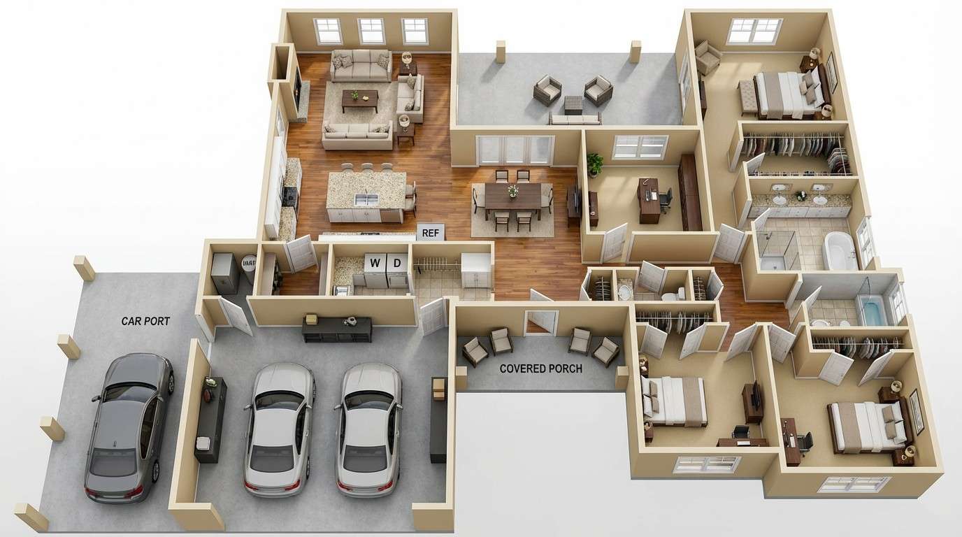 3D View of the Contemporary House