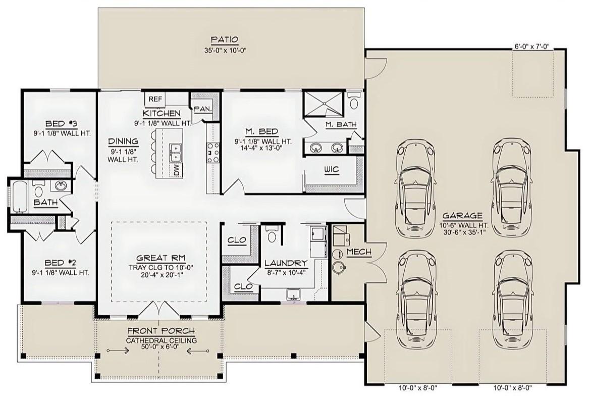 Blueprint of the 3BHK Contemporary House