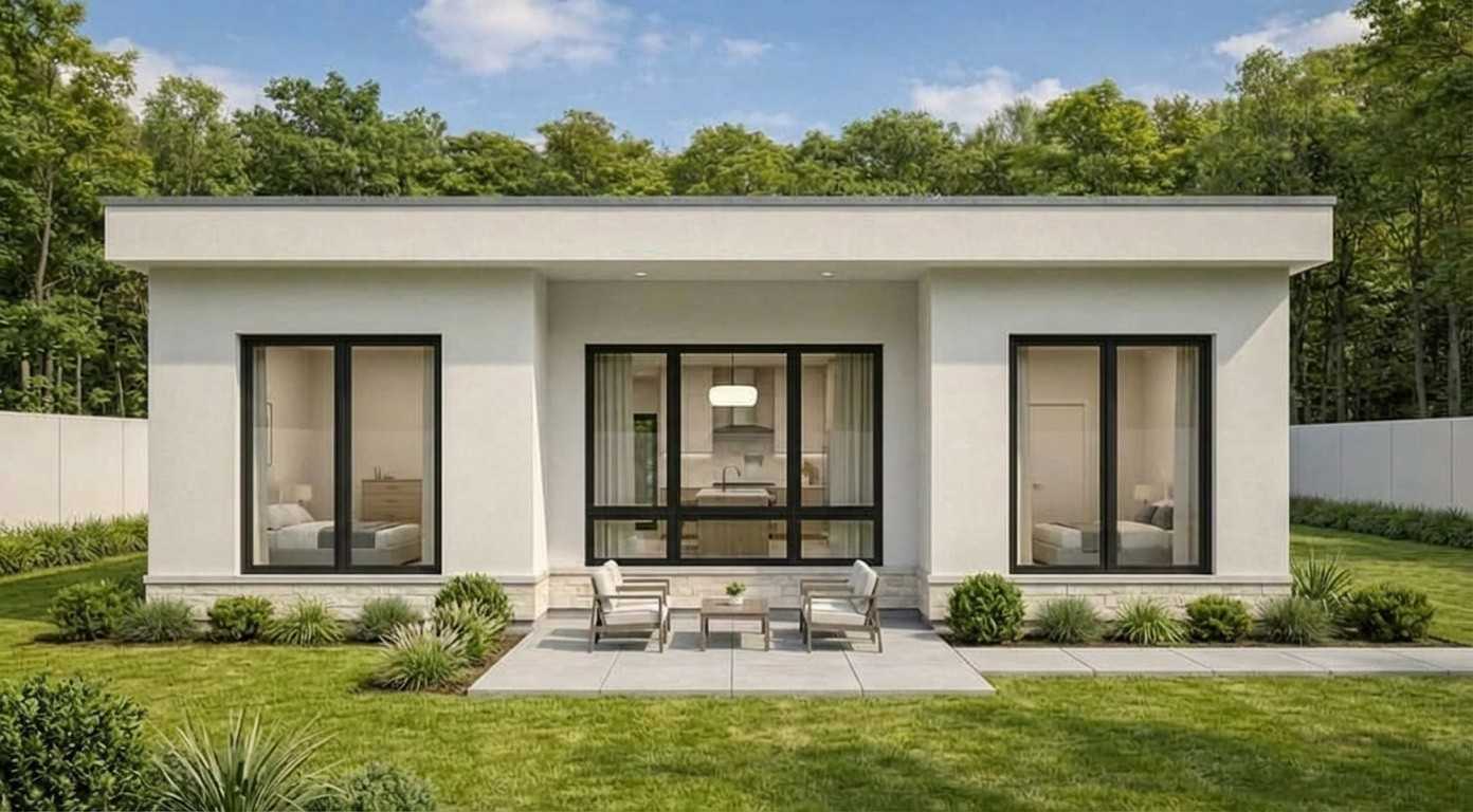 Rear Elevation of the 3BHK Modern House