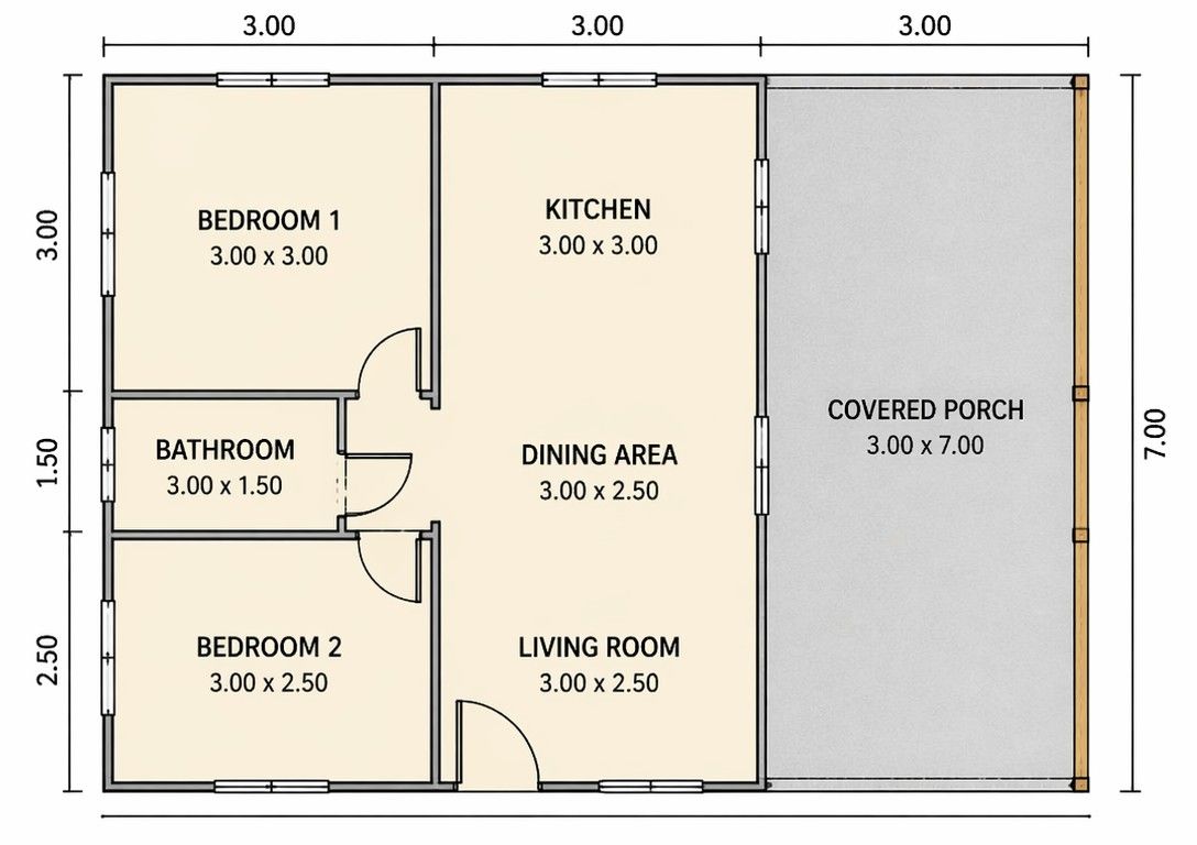 Blueprint of the 2 BHK Cottage
