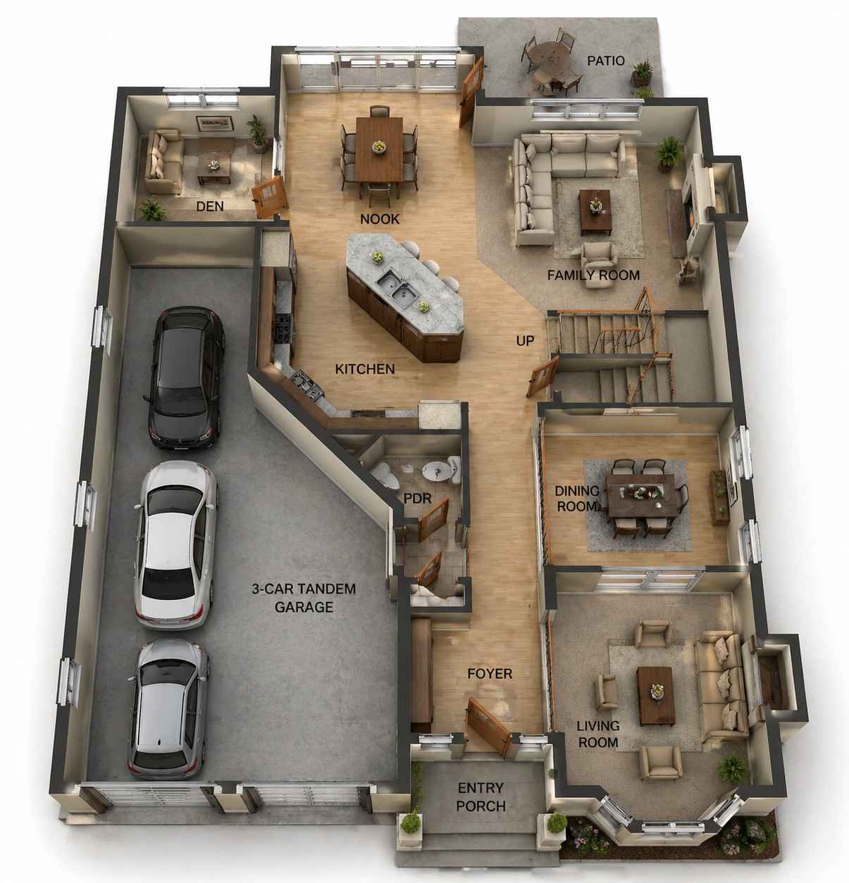 3D View of Main Floor Plan