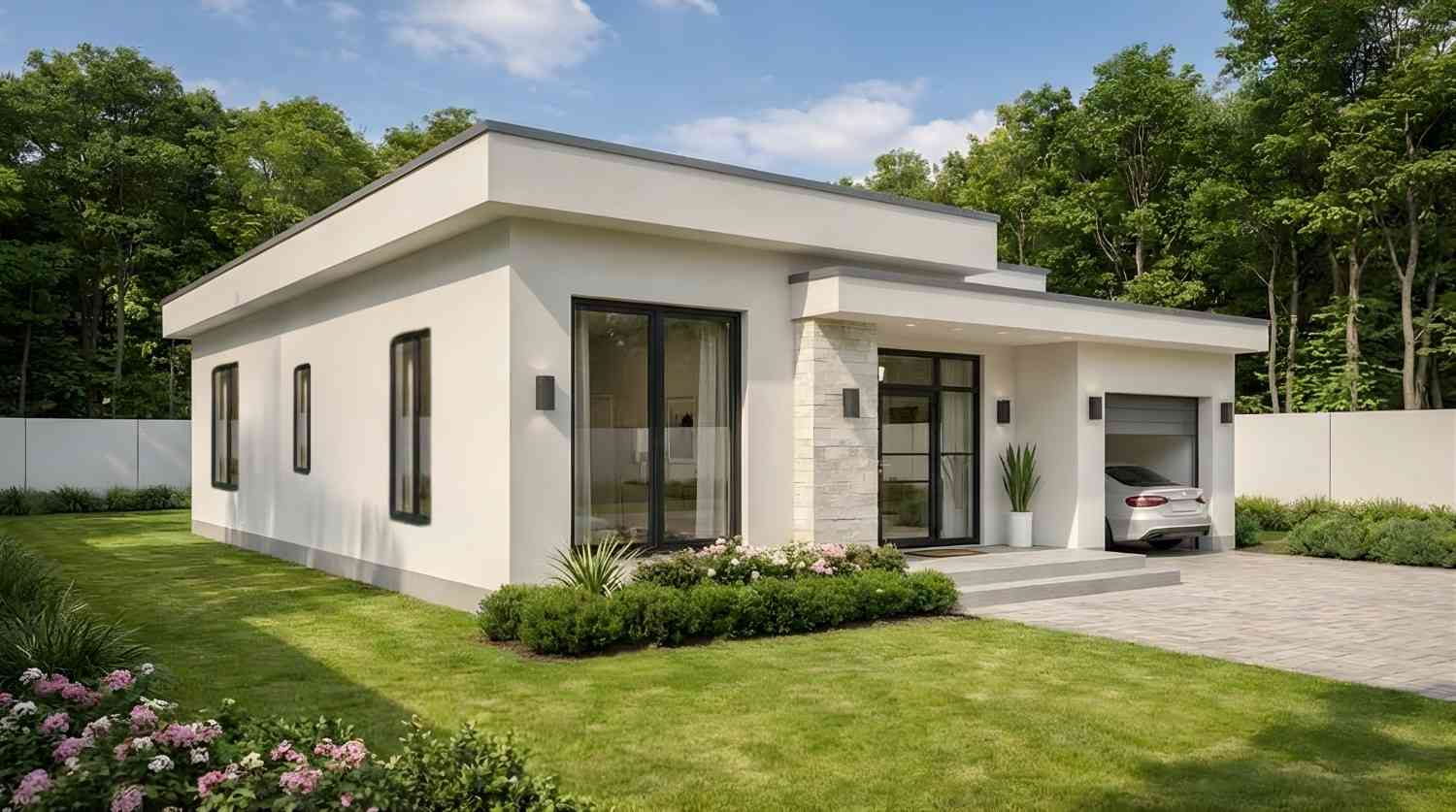 Left Elevation of the 3BHK Modern House