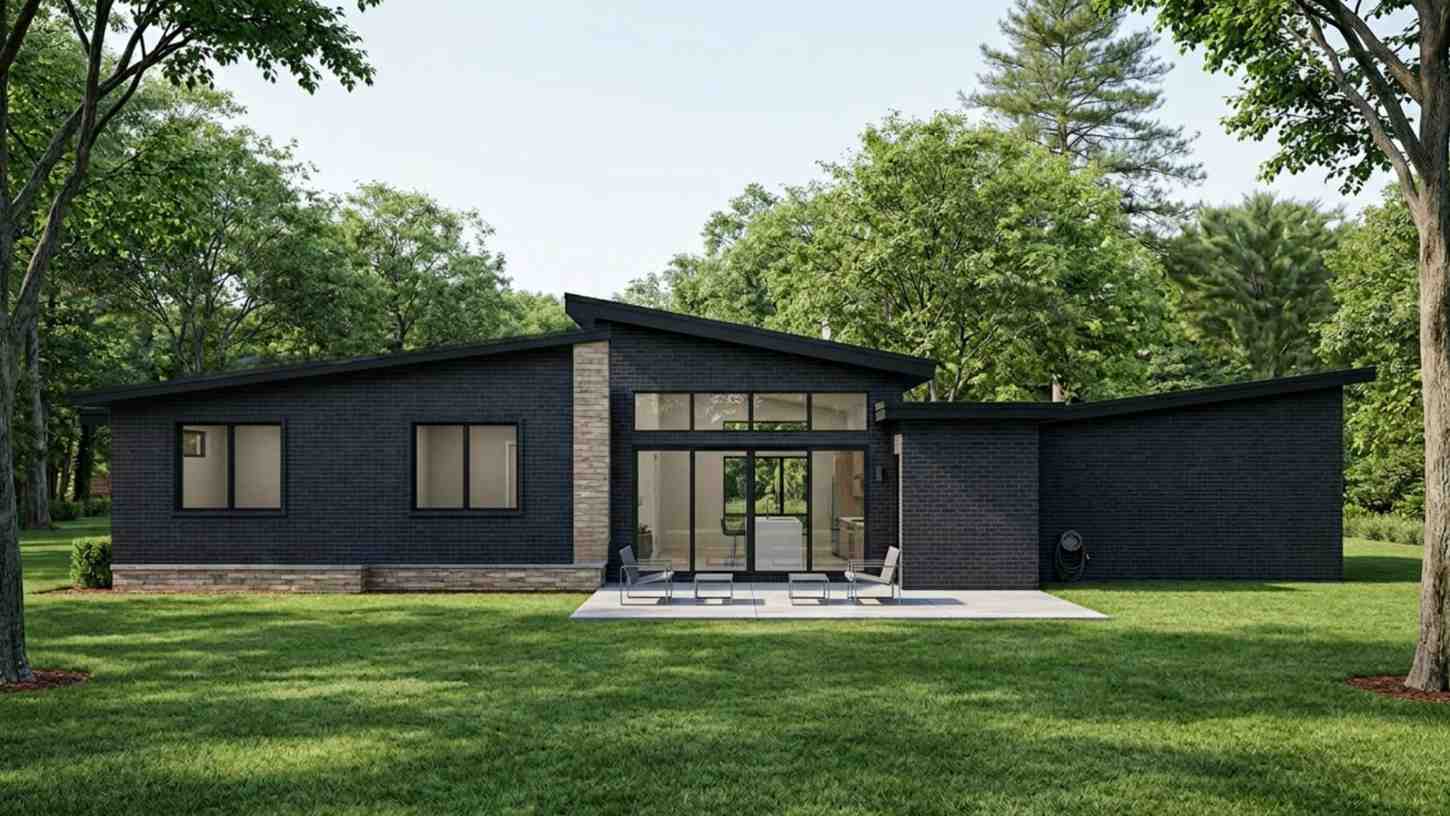 Rear Elevation of 3 BHK Modern Contemporary House 