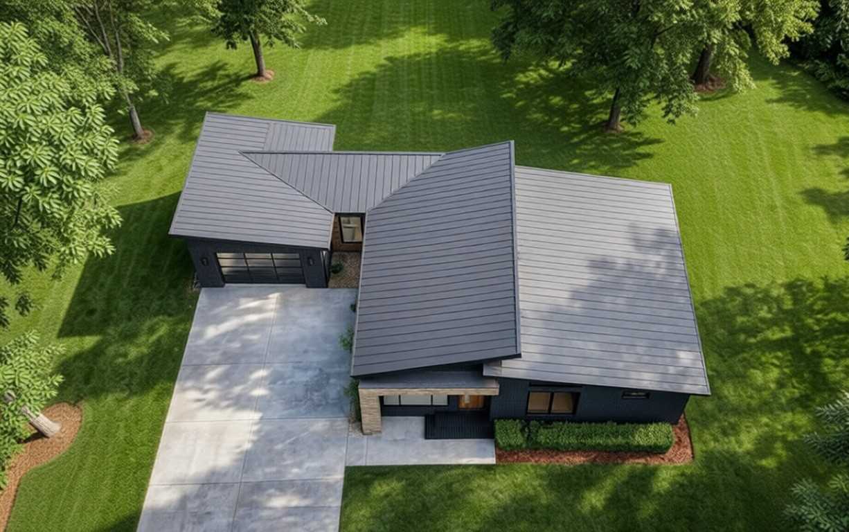 Aerial View of 3 BHK Modern Contemporary House 