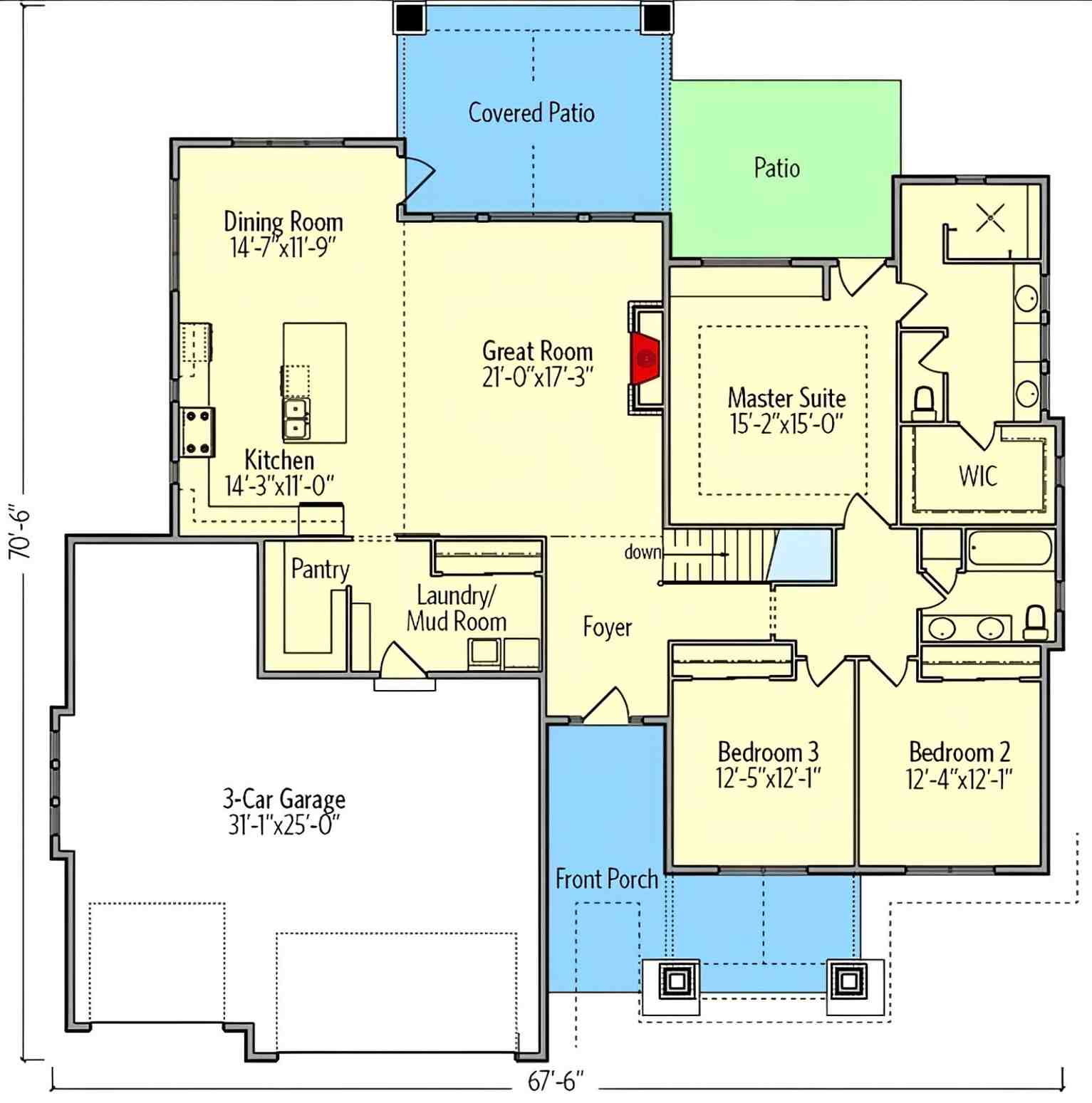 Blueprint of the 3BHK Contemporary House