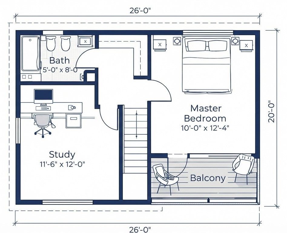 Blueprint of A-Frame Container House - Upper Floor