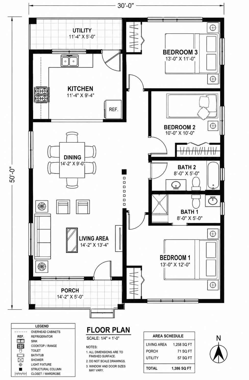 Blueprint of 3 Bedroom Modern House