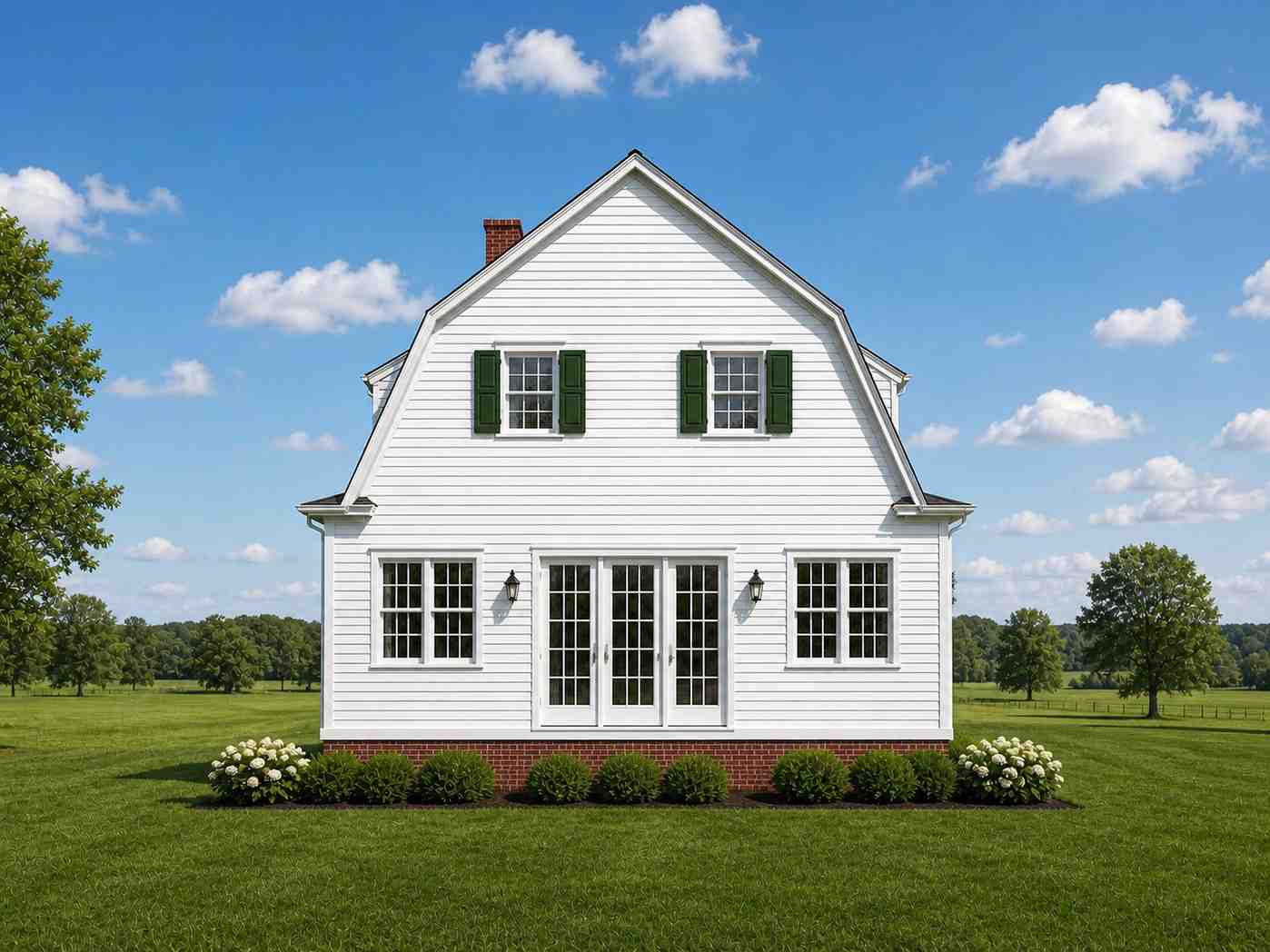 Rear Elevation of Classic Dutch Colonial House