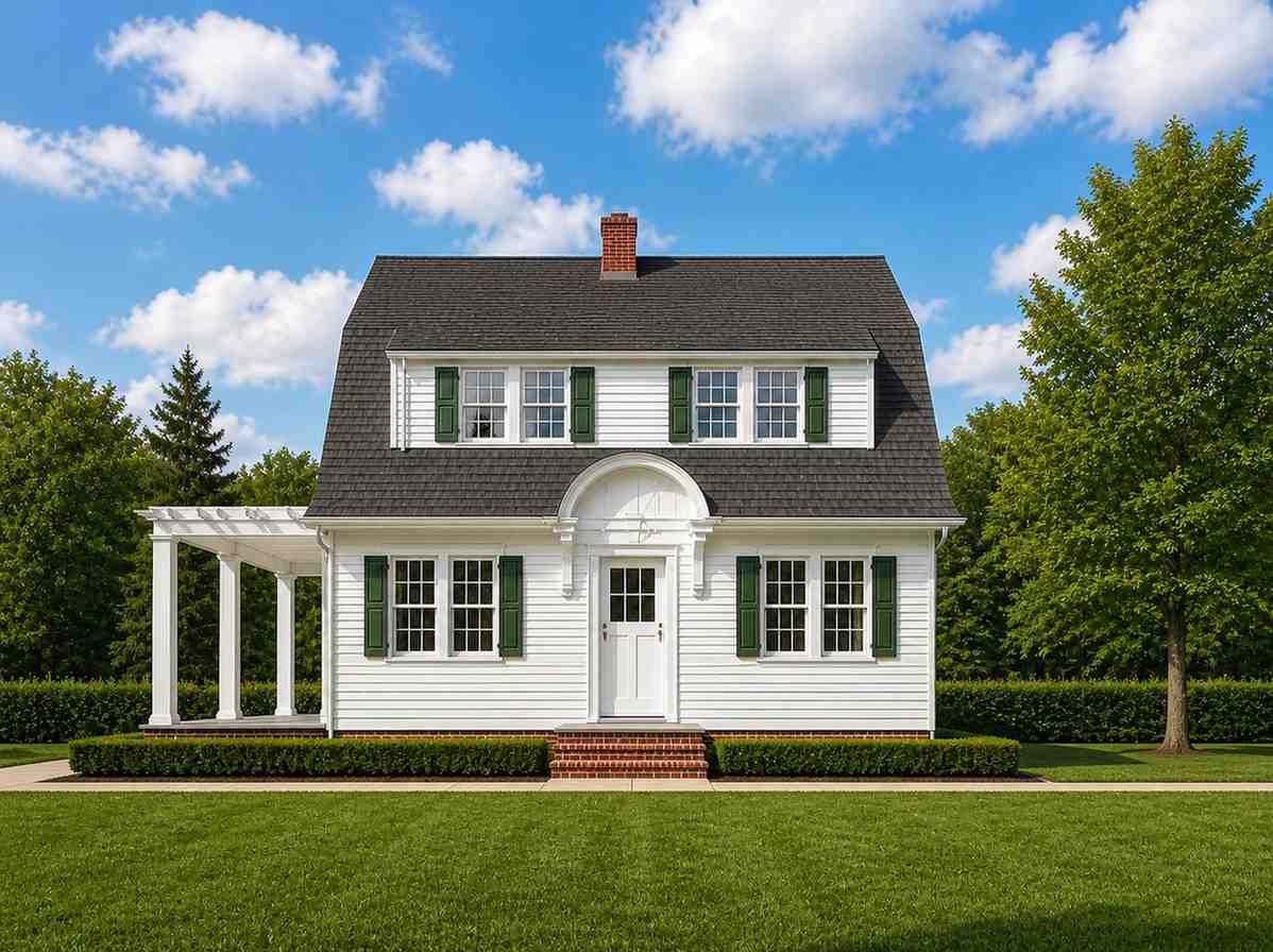 Right Elevation of Classic Dutch Colonial House