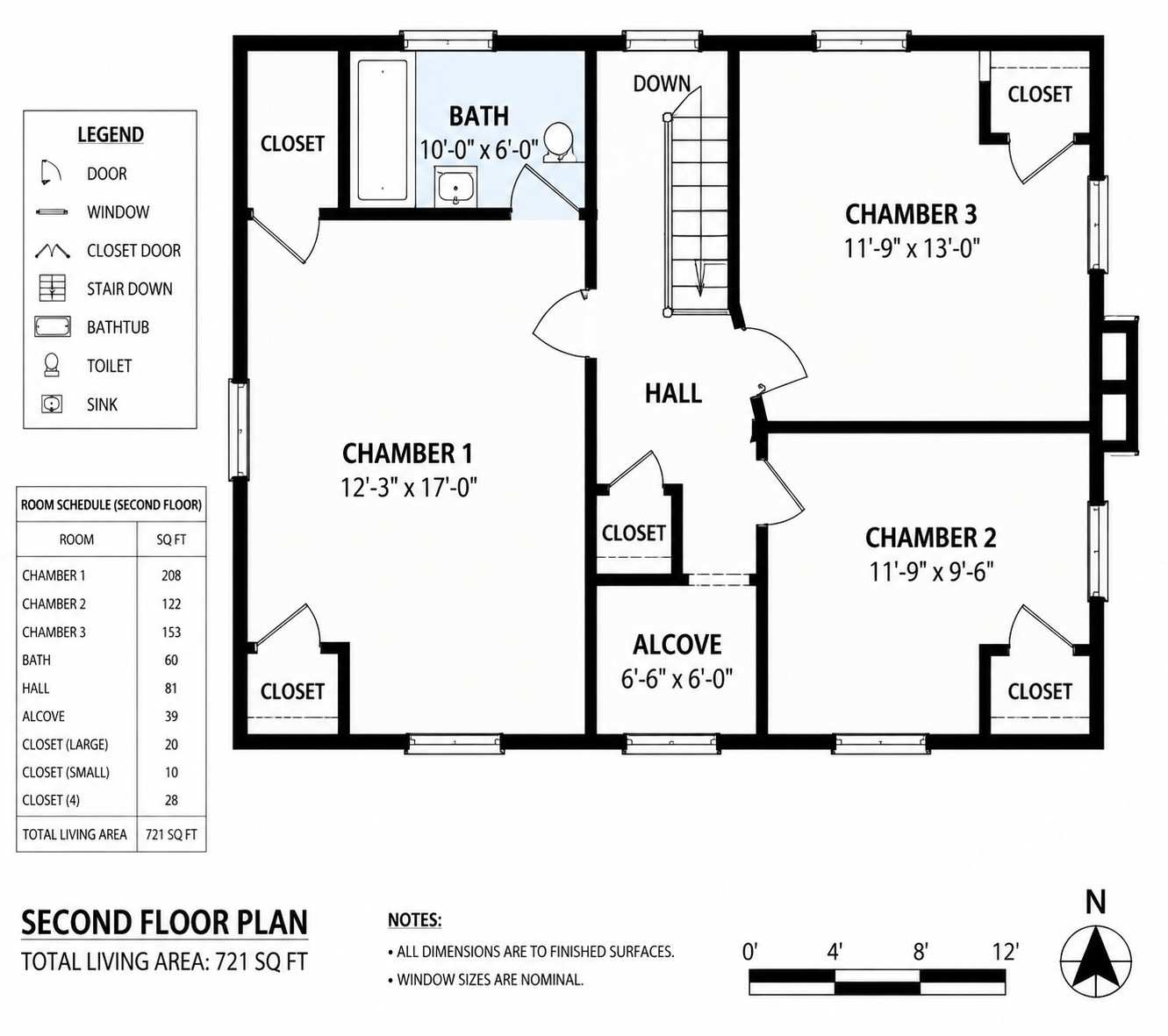 Upper Floor Blueprint of a Dutch Colonial House