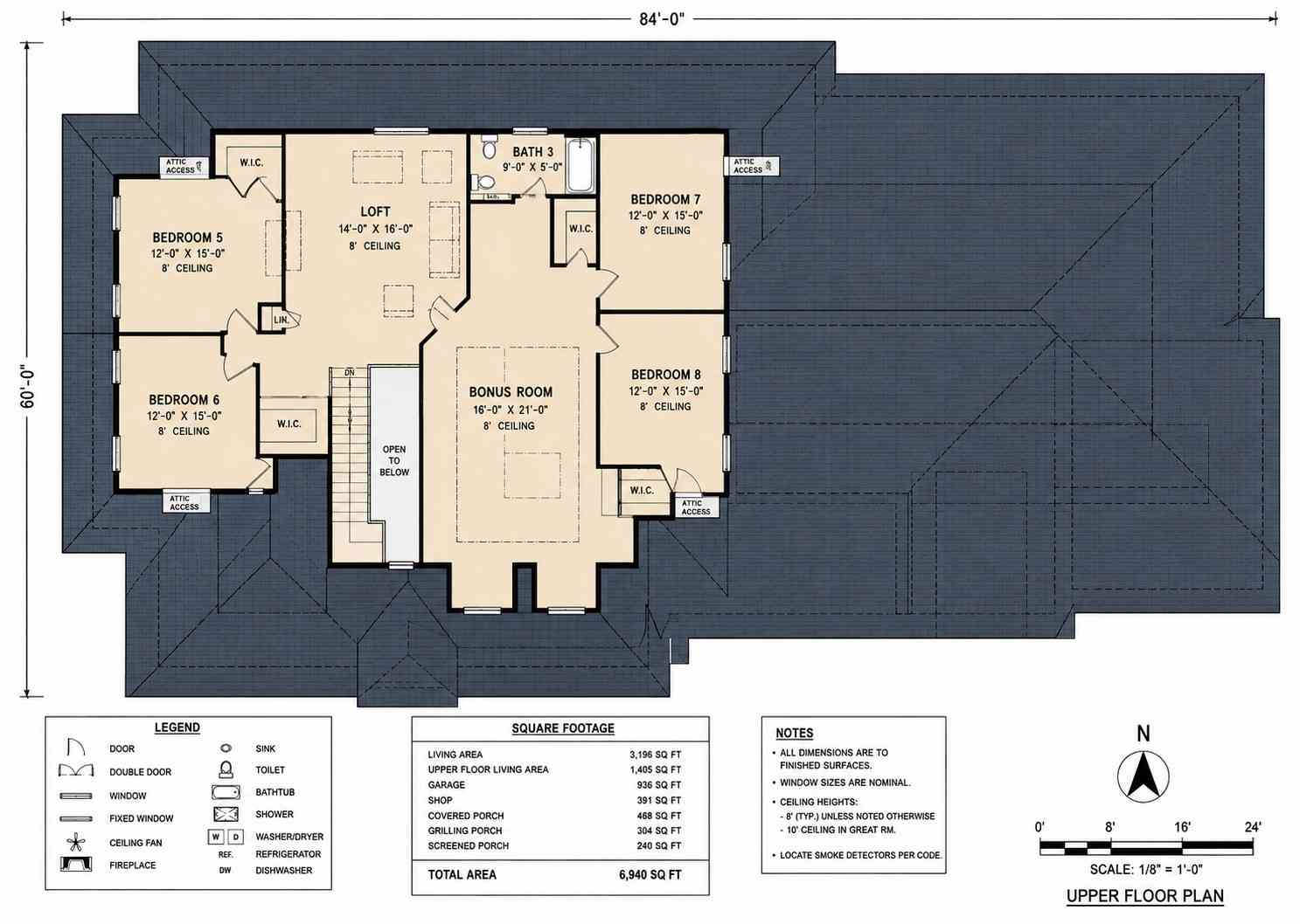 Upper Floor Blueprint of Modern Farmhouse