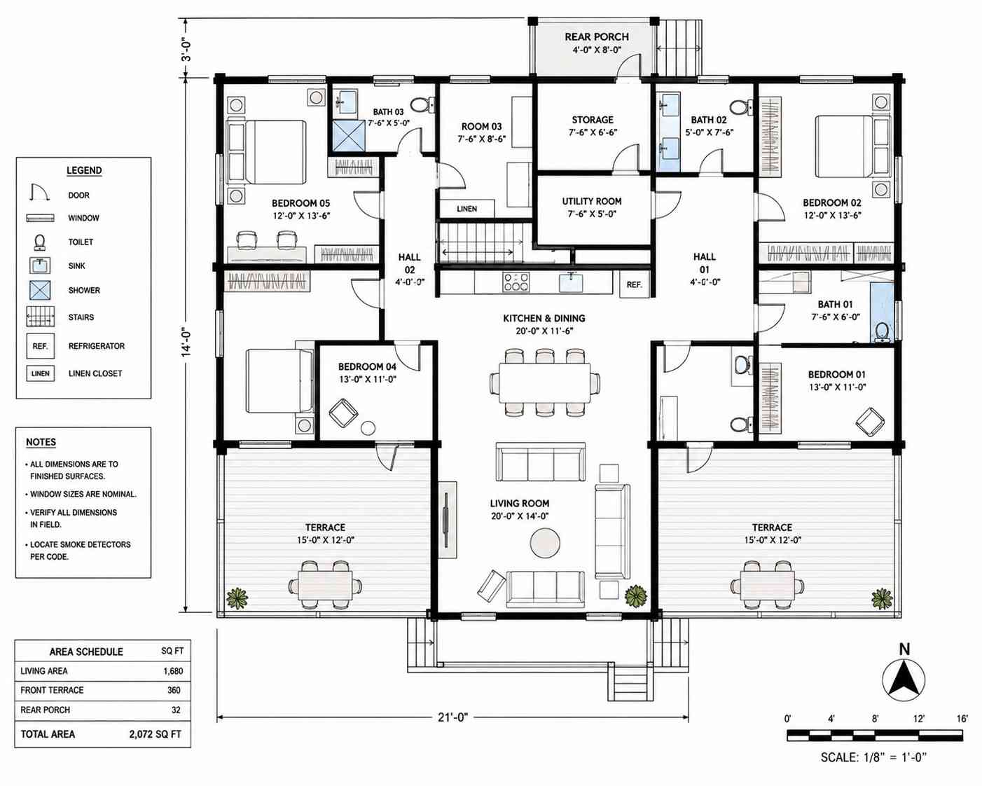 Blueprint of Modern Ranch Farmhouse House